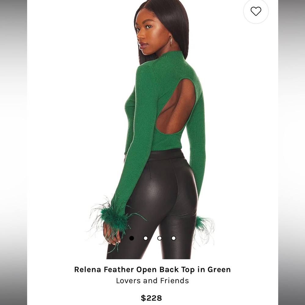 Lovers and friends green relena feather open back top